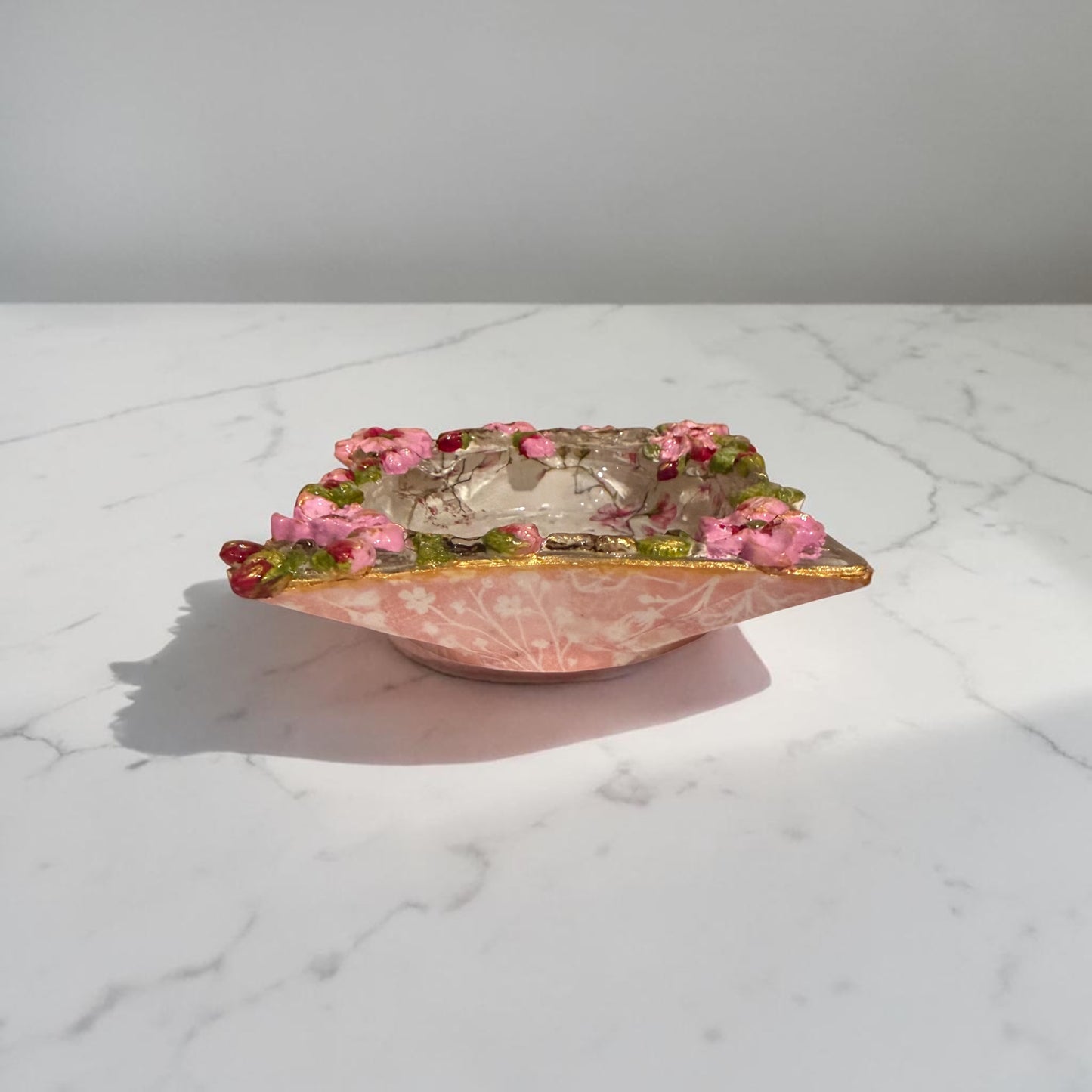Pink Flower Trinket Bowl