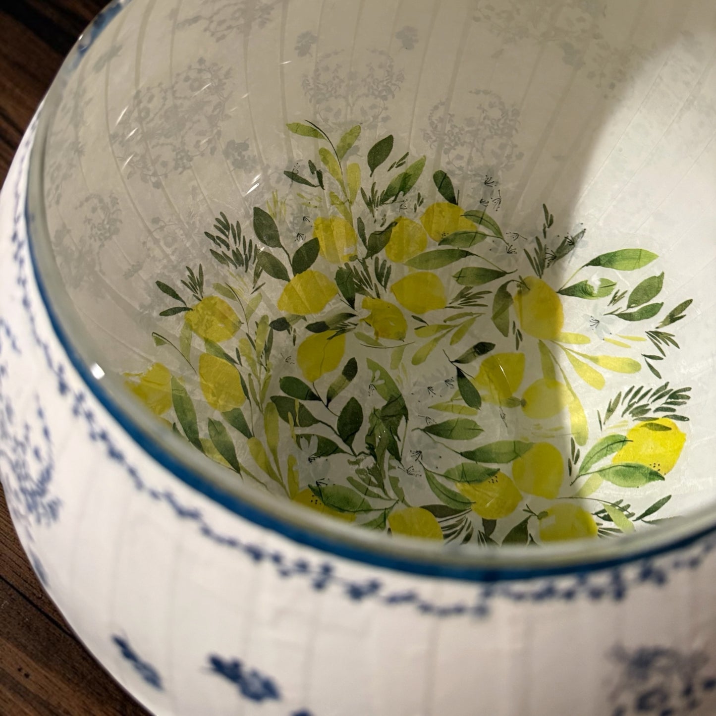 Blue on White with Lemons Inside