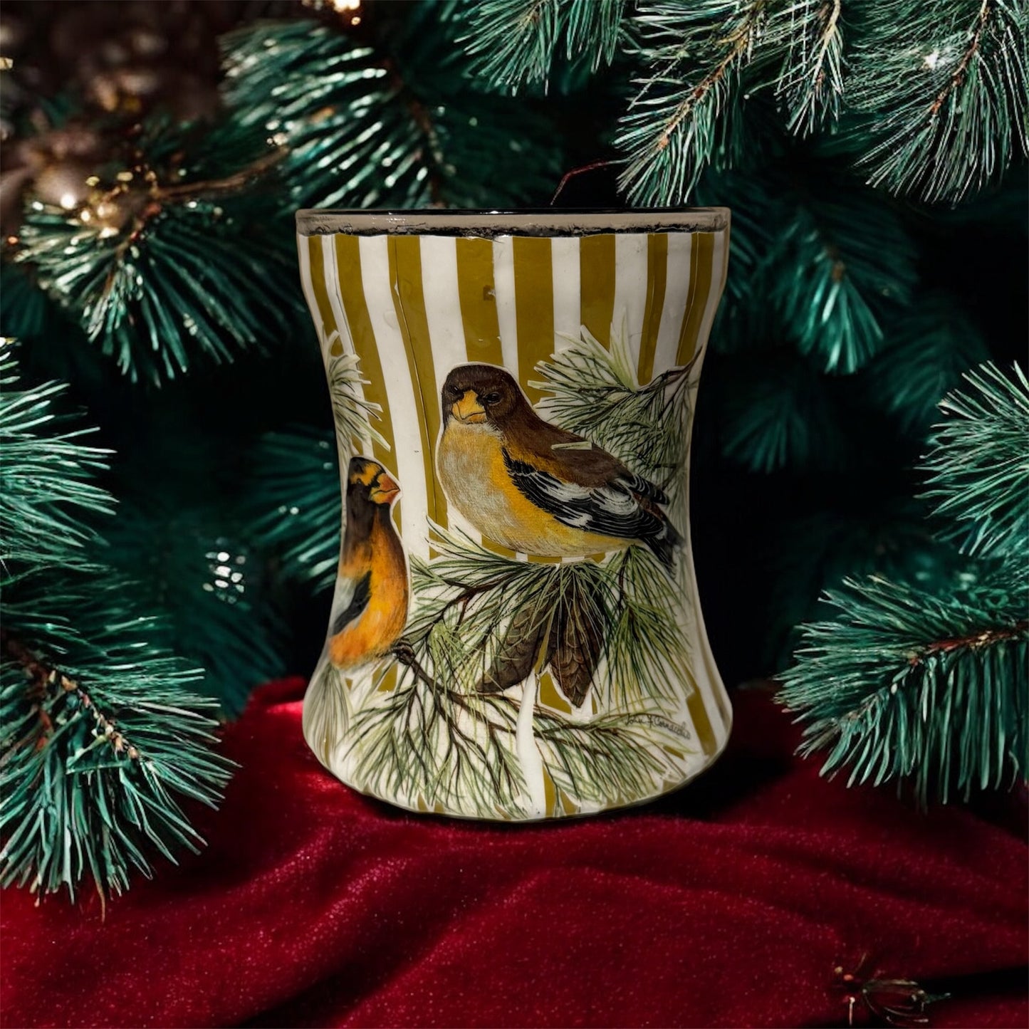 Christmas Birds on Pine Bough