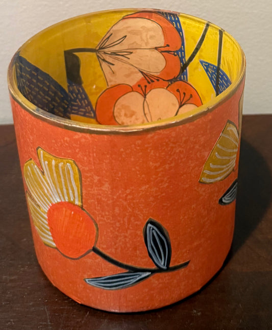 Hand Drawn Flowers on Orange and Yellow