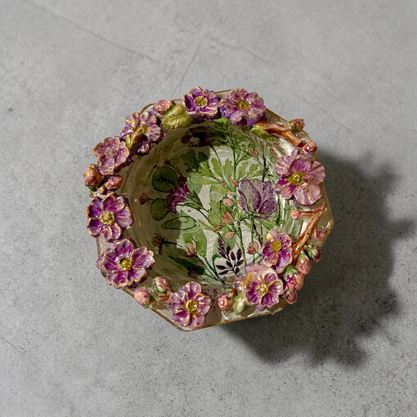 Purple Flower Trinket Bowl