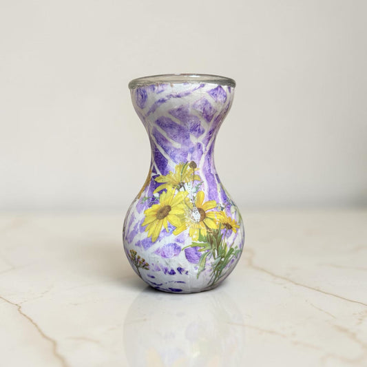 Small Purple Vase with Yellow Flowers
